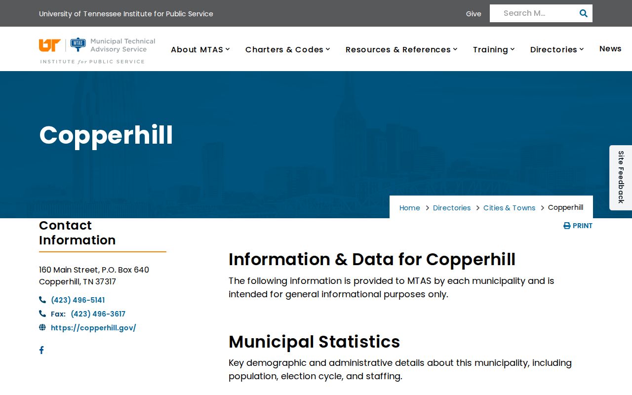Copperhill warrant records start with the city hall contact in Polk County