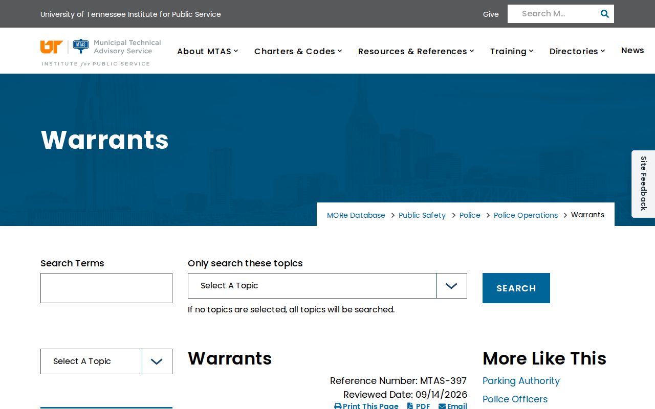 Polk County active warrant records and Tennessee warrant service guidance