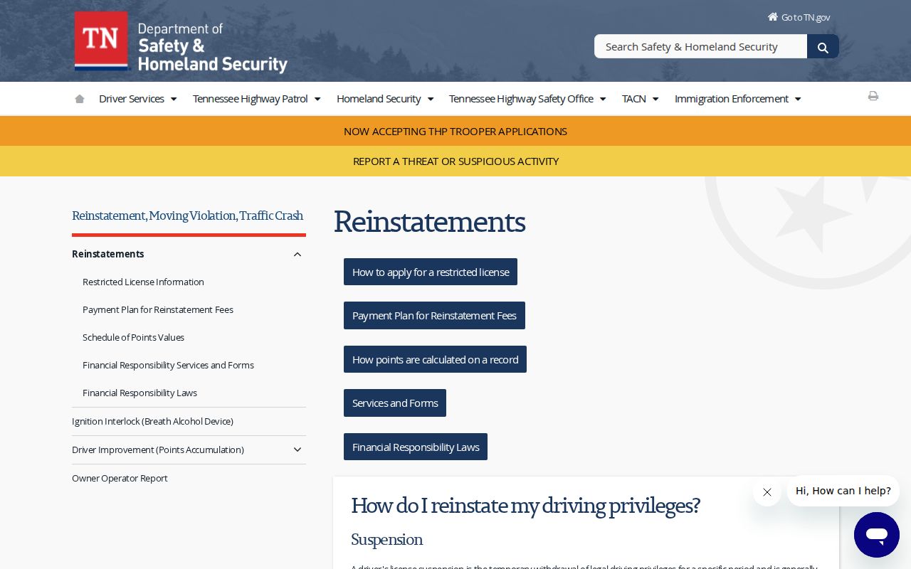 Polk County traffic warrant compliance and Tennessee license reinstatement guidance